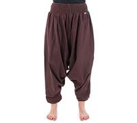 Pantaloni alla turca con elastico, tinta unita, cavallo basso, stile sarwel indiano marrone Taglia unica