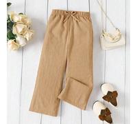 Pantaloni ampi casual da ragazza, in un comodo tessuto a trama larga di colore albicocca, adatto per la spiaggia, nuovo stile primavera/estate, adatto anche per abbinamenti tra sorelle e madri 8Y,9Y,1