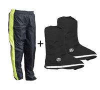 PANTALONI ANTIPIOGGIA IMPERMEABILI Nylon PVC Spalmato + GHETTE COPRISTIVALI