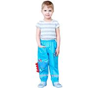 Pantaloni antipioggia per ragazzi e ragazze, con grazioso dinosauro elastico in vita, gamba larga, leggeri, casual, per bambini da 1 a 12 anni (blu, 7-9 anni)