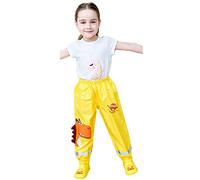 Pantaloni antipioggia per ragazzi e ragazze, con grazioso dinosauro elastico in vita, gamba larga, leggeri, casual, per bambini da 1 a 12 anni (giallo, 3-4 anni)