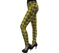 Pantaloni Attillati Scozzesi a Quadri da Donna Emo Punk Moda Alternativa, Giallo, XS