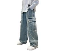 Pantaloni Baggy Ragazzo in Denim retrò Jeans Ragazzi Bambini Elastici Bambino minimalistici Trekking Strappati Vita Elasticizzata Cargo Large Casual Nuovi alla Moda