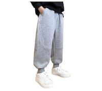 Pantaloni Bambino con Laccetti Elastici in Pile Joggers Caldi in Pile per Bambini Pantaloni della Tuta alla Moda Pantaloni Colorati(Grey, 11-12 Years)
