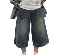 Pantaloni Bermuda Jeans Donna Larghi Pantaloni Corti in Denim Casual Bermuda Lunghezza al Ginocchio Curvy Jeans Elastico in Vita alla Moda Short Sexy Mini Shorts da Esterno da Donna Outdoor