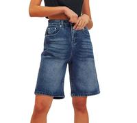Pantaloni Bermuda Jeans Donna Larghi Pantaloni Corti in Denim Casual Bermuda Lunghezza al Ginocchio Curvy Jeans Elastico in Vita alla Moda Short Sexy Mini Shorts da Esterno da Donna Outdoor