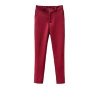 Pantaloni Bianchi Bambino - Pantaloni da Abito con Vita Regolabile e Davanti Piatto per Ragazzi Pantaloni per la Scuola (Red 9-10 Years)