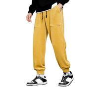 Pantaloni Bianchi Velluto Uomo a Costo Gamba Dritta Larghi Invernali Sweatpants da Lavoro Jogging Chino Gamba Elastica Trousers Outdoor Cotone Tinta Unita Pants Costine Moda in Velluto a Coste