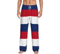 Pantaloni caldi del pigiama della stampa della bandiera olandese per la casa degli uomini leggeri e morbidi pantaloni del pigiama di flanella con tasche, Nero , XXL