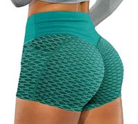 Pantaloni caldi di controllo della pancia Pantaloncini sexy delle donne pantaloncini sportivi glutei sollevamento yoga fitness casual pantaloni da yoga, Verde, S