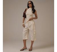 Pantaloni capri con laccio in vita, stile cottage core, casual, adatti per la primavera e l'estate L,M,S,XL,XSColore unicoTessuto intrecciato