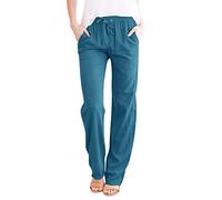 Pantaloni Capri corti da donna a 3/4, larghi, in cotone, con tasche laterali, vita pull-on, leggeri, comodi per estate, spiaggia, vacanze, viaggi, look quotidiano