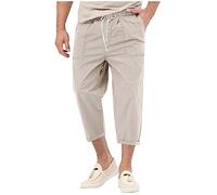 Pantaloni Capri corti da uomo leggeri estivi da spiaggia pantaloni da yoga a gamba dritta sciolti tinta unita casual roll up pantaloni elasticizzati coulisse pull-on sacchetto di carta pantaloni da