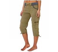 Pantaloni Capri Donna Cargo Cotone E Lino Casual Tinta Unita Pantaloni a 7/8 Estivi Capri Leggeri Pinocchietti Donna Trekking Spiaggia Jng Bermuda Vita Alta Vacanze Corti Pantalone Con Tasche