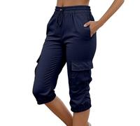 Pantaloni capri estivi da donna, a 3/4, leggeri, 7/8, cargo, estivi, capri, a tre quarti, lunghezza al ginocchio, elasticizzati, da trekking, sportivi, corti, per attività all'aria aperta