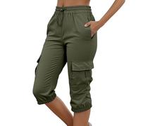 Pantaloni capri estivi da donna, a 3/4, leggeri, 7/8, cargo, estivi, capri, a tre quarti, lunghezza al ginocchio, elasticizzati, da trekking, sportivi, corti, per attività all'aria aperta