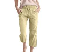 Pantaloni Capri estivi in lino e cotone per ragazze, pantaloni corti per bambini, comodi e leggeri, con coulisse, vestibilità aderente, sportivi quotidiani, versatili, età 3-14 anni