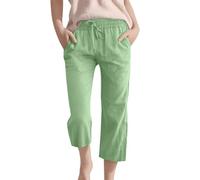 Pantaloni Capri estivi in lino e cotone per ragazze, pantaloni corti per bambini, comodi e leggeri, con coulisse, vestibilità aderente, sportivi quotidiani, versatili, età 3-14 anni