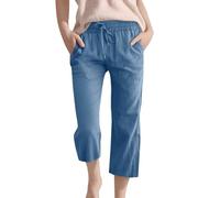 Pantaloni Capri estivi in lino e cotone per ragazze, pantaloni corti per bambini, comodi e leggeri, con coulisse, vestibilità aderente, sportivi quotidiani, versatili, età 3-14 anni