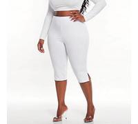 Pantaloni Capri Leggings in Cotone Bianco Classico 91 per Donne Taglie Forti, Elasticizzati, Versatili, Sportivi e Chic, per Estate, Spiaggia, Brunch, Vacanze e Spring Break 0XL,1XL,2XL,3XL,4XL,5XLCol