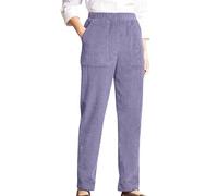 Pantaloni Cargo Caro femminile temperamento personalità Tinta unita Vita elastica a righe Gamba dritta Pantaloni casual Pantaloni in Velluto a coste per le Donne Leggings Termico in Velluto, viola
