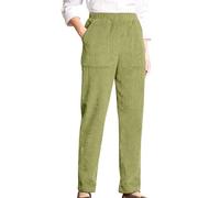 Pantaloni Cargo Caro femminile temperamento personalità Tinta unita Vita elastica a righe Gamba dritta Pantaloni casual Pantaloni in Velluto a coste per le Donne Leggings Termico in Velluto, verde