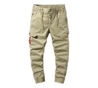 Pantaloni cargo Cascal di grandi dimensioni tinta unita laterali multi tasche pantaloni lunghi Mens Cargo pantaloni della tuta, cachi, 6XL