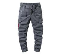 Pantaloni cargo Cascal di grandi dimensioni tinta unita laterali multi tasche pantaloni lunghi pantaloni cargo per uomo, Grigio, 3XL