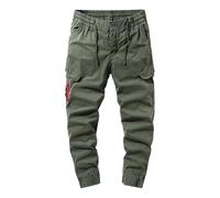 Pantaloni cargo Cascal di grandi dimensioni tinta unita laterali multi tasche pantaloni lunghi pantaloni cargo per uomo, Verde, 6XL