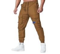 Pantaloni cargo casual da uomo, pantaloni da lavoro da combattimento, vita elastica, con coulisse, elasticizzati, pantaloni da jogging per camminare, escursionismo, multitasche, per campeggio, pesca