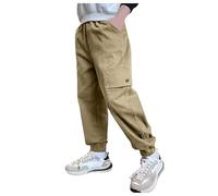 Pantaloni Cargo Casual Estivi per Bambini da Bambino Pantaloni Sportivi Larghi Comodi Tinta Unita per Abbigliamento Sportivo Pantaloni Neri 10 Anni