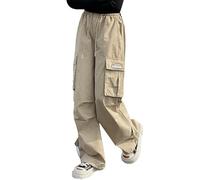 Pantaloni cargo da bambina, estivi, leggeri, casual, per giocare all'aperto, per la scuola, con elastico in vita e tasche, comodi e traspiranti, vestibilità ampia, adatti per bambine e adolescenti.