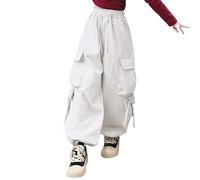 Pantaloni Cargo da Bambina, Pantaloni Casual a Gamba Larga, Pantaloni da Street Dance per Bambine Pantaloni Ragazza Neri Pantaloni Larghi Ragazzo 16 Anni Abbigliamento (Light Gray, 8-9 Years)
