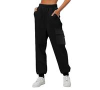 Pantaloni Cargo da donna a vita alta, pantaloni in cotone da donna, vestibilità dritta, da jogging, alla moda, tuta con tasche multiple, tinta unita, abbigliamento spesso, pantaloni casual harem per