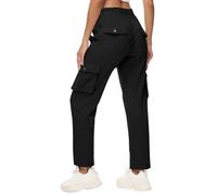 Pantaloni Cargo da donna canto larghi pantaloni multitasche con zip classici, pantaloni da donna da spiaggia per il tempo libero elastico tuta estiva Streetwear Bodybuilding, Nero , XXXL