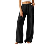 Pantaloni cargo da donna casual con gamba dritta, elastico in vita per una comoda moda per il tempo libero nella vita di tutti i giorni, Nero , XXL