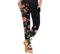 Pantaloni cargo da donna, comodi, da moto, vestibilità regolare, vestibilità aderente, in cotone, con coulisse, alla moda, skinny, Nero , L