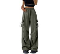 Pantaloni cargo da donna, dritti, a gamba larga, oversize, larghi 90, E-Girl Streetwear, Ag., S