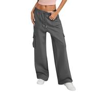 Pantaloni cargo da donna elasticizzati a vita alta a gamba larga pantaloni da tuta elasticizzati larghi pantaloni da combattimento da donna con coulisse in tinta unita pantaloni casual da tuta da