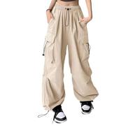 Pantaloni cargo da donna in denim da donna, vestibilità larga, per danza vittoriana, cosplay, svasati, gamba larga, estate autunno 2025, E-981 Beige, 3XL