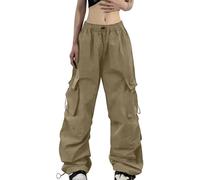 Pantaloni cargo da donna Y2k a vita alta, pantaloni da parachute con elastico, stile vintage, pantaloni da jogging a gamba larga, pantaloni per il tempo libero, pantaloni da paracadutismo 90 Hip Hop