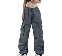 Pantaloni cargo da donna Y2k a vita alta, pantaloni da parachute con elastico, stile vintage, pantaloni da jogging a gamba larga, pantaloni per il tempo libero, pantaloni da paracadutismo 90 Hip Hop