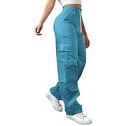 Pantaloni Cargo da donna Y2K di grandi dimensioni, pantaloni multitasche con cerniera classica, pantaloni da donna da jogging per il tempo libero in vita elastica, abbigliamento estivo, Streetwear a