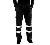 Pantaloni cargo da uomo ad alta visibilità, sicuri, riflettenti, aderenti, ad alta visibilità, pantaloni cargo da allenamento, con tasche multiple, Nero , XL