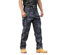 Pantaloni cargo da uomo Cascal di grandi dimensioni tinta unita cravatta laterale multi tasche pantaloni lunghi da uomo pantaloni cargo neri, Marina Militare, 3XL