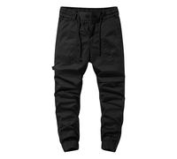 Pantaloni cargo da uomo Cascal di grandi dimensioni tinta unita laterali multi tasche pantaloni lunghi pantaloni da allenamento pantaloni della tuta per uomo, Nero , L