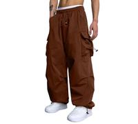 Pantaloni cargo da uomo, casual, a vita alta, dritta, paracadute, pantaloni sportivi 90, stile vintage, gamba larga, streetwear, hip hop, pantaloni baggy Y2K, ragazzi, Marrone2, XXXL