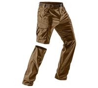 Pantaloni cargo da uomo, con cerniera, da trekking, 3XL, con tasche multiple, resistenti all'abrasione, in softshell, impermeabili, traspiranti, ad asciugatura rapida, estivi, marrone, S