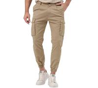 Pantaloni cargo da uomo con polsini stretti gamba casual pantaloni chino elasticizzati in vita pantaloni larghi per tutti i giorni con fibbia per cintura e abbottonatura pantaloni da jogging tinta
