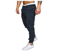 Pantaloni cargo da uomo con risvolto, vestibilità aderente, casual, con coulisse, pantaloni da lavoro con 6 tasche, in cotone, tattici, da lavoro, jogging, leggeri, per corsa, allenamento, attività